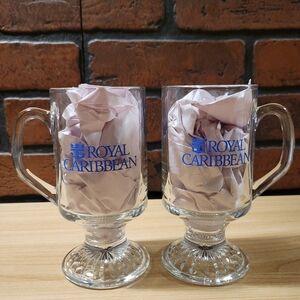 Pair of Vintage Royal Caribbean Cruise Line Glass Drinking Mugs
